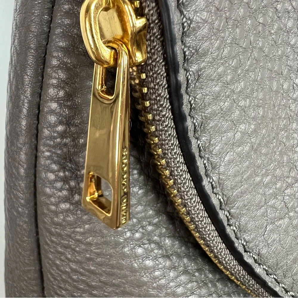 Marc Jacobs Pebbled Leather Backpack Charcoal Gray Gold Hardware